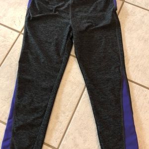 Yoga pants, grey with purple